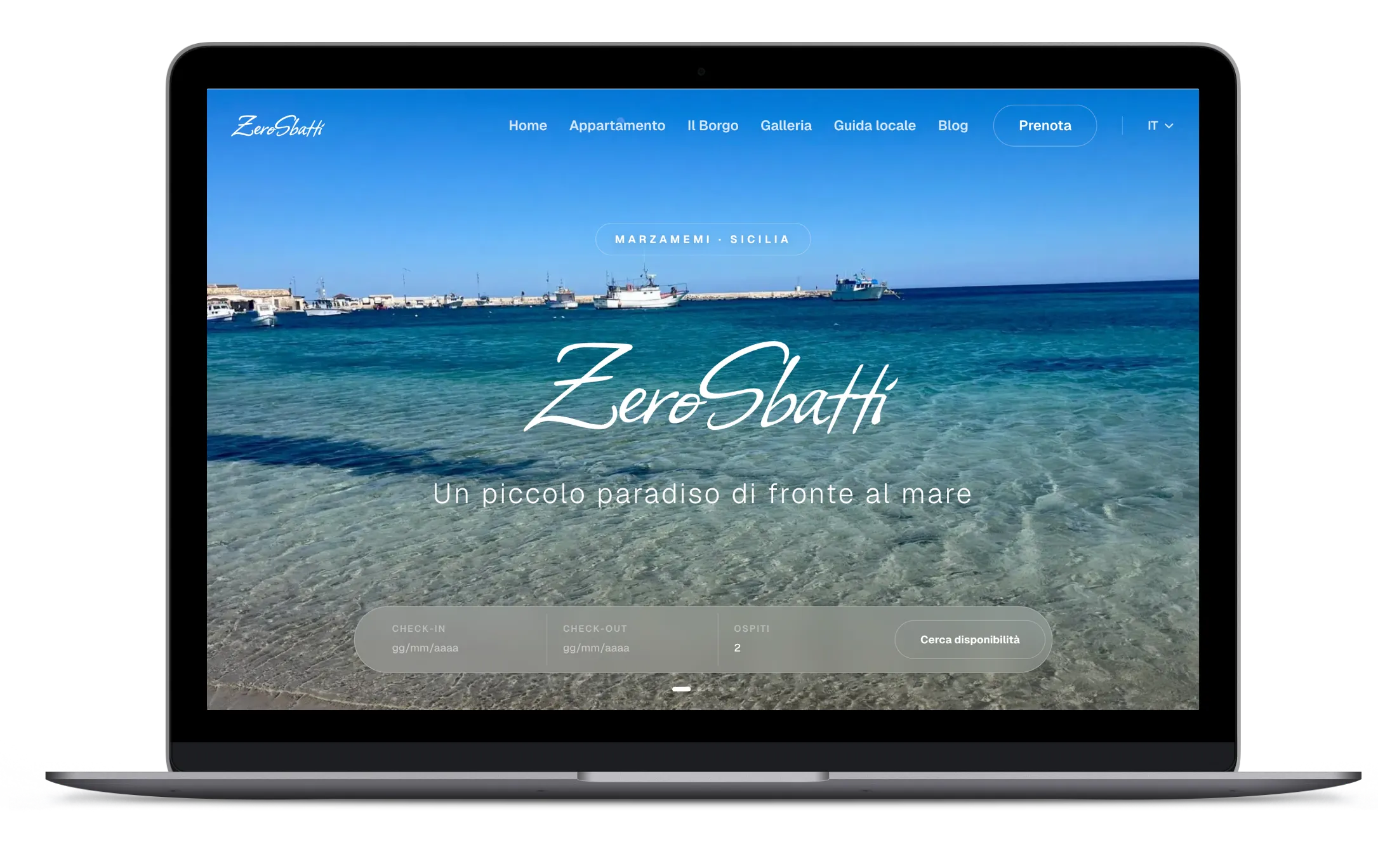 Sito ZeroSbatti su laptop
